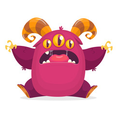 Funny cartoon monster. Vector Halloween illustration