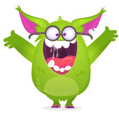 Funny cartoon monster. Vector Halloween illustration