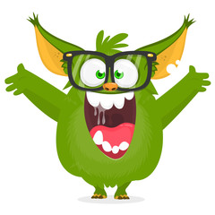 Funny cartoon monster. Vector Halloween illustration