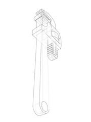 Outline adjustable wrench. Vector