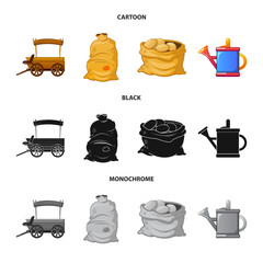 Vector illustration of farm and agriculture sign. Set of farm and plant vector icon for stock.