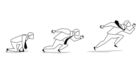 Vector Illustration of businessman running competition races