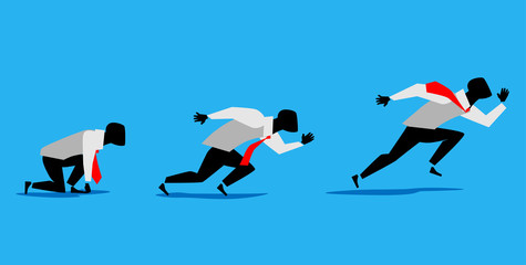 Vector Illustration of businessman running competition races