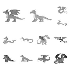 Isolated object of wild and mythical icon. Set of wild and halloween vector icon for stock.