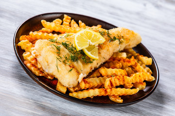 Fish dish - fried fish fillet french fries