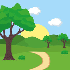 landscape tree sun sky path design