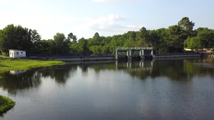 FLYING OVER A DAM SUNNY DAY