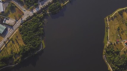 FLYING OVER A DAM SUNNY DAY
