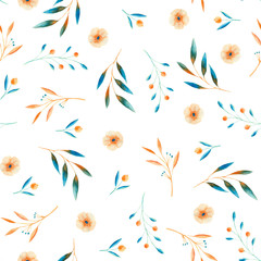  Autumn watercolor pattern with blue and orange leaves, mushrooms, berries. Frames and patterns with blue leaves, mushrooms, berries. Ideal for cards and invitations.