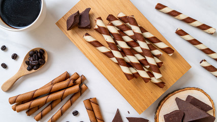 chocolate and coffee wafer stick