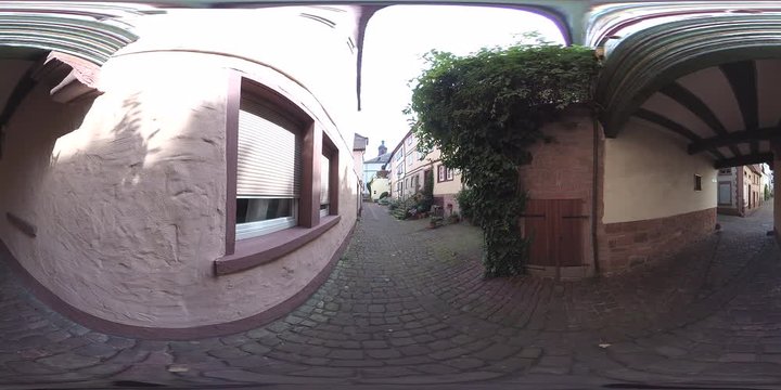 Enge Altstadtgassen in Miltenberg am Main, Bayern, Franken, Spessart, Kugelpanorama, VR360, VR, 360 VR, 360-Grad-Video