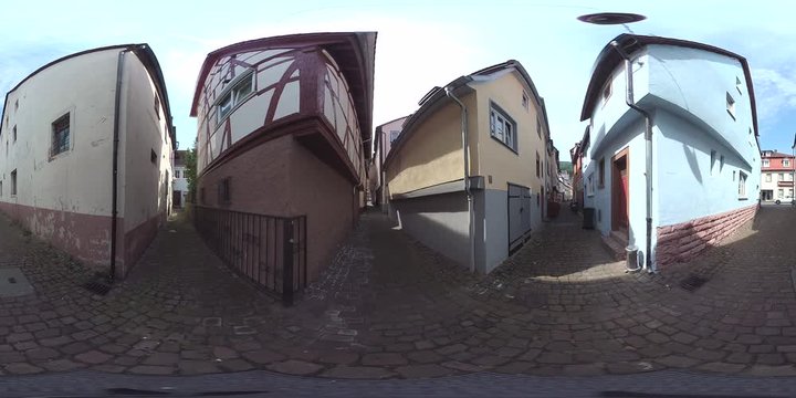 Enge Altstadtgassen in Miltenberg am Main, Bayern, Franken, Spessart, Kugelpanorama, VR360, VR, 360 VR, 360-Grad-Video