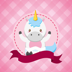 Obraz na płótnie Canvas unicorn toy baby shower card