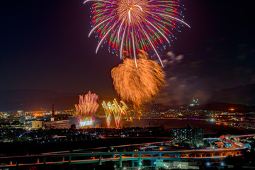男山展望台から望む京都芸術花火
