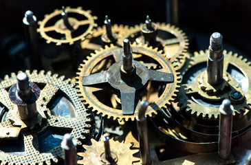 Close up metal gears mechanism