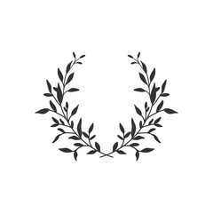 Hand drawn floral wreath on white background