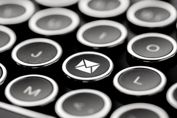 Customer service & contact us icon on the retro keyboard