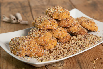 Traditional greek honey cookies with nuts, melomakarouna.