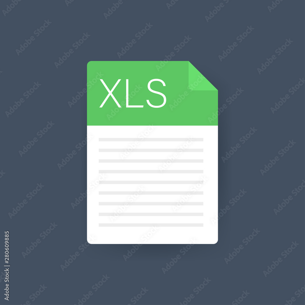 Poster xls file icon. spreadsheet document type. modern flat design graphic illustration. vector xls icon