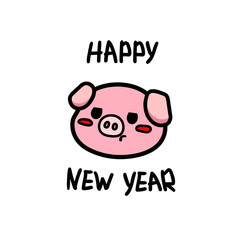 Flat illustration, New Year pig.