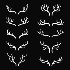 set of deer antlers vector collection