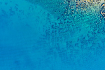 Aerial view of turquoise sea water.