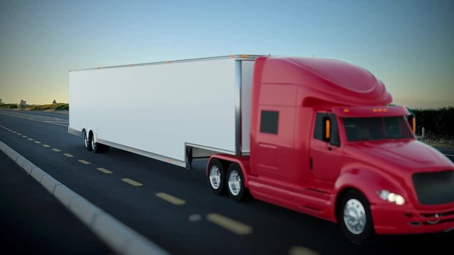 Truck Moving on Road - Wireframe Transition