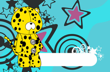 cute plush leopard toy kawaii style cartoons background
