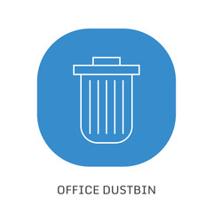 Garbage can. Line icon with editable stroke with shadow
