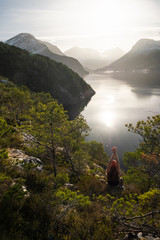 a person stretching in the nature.