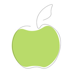 Apple fruit on white background line drawing, vector illustration