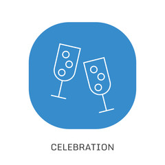 Vector champagne glasses icon. Celebration, holidays, toast concepts. Two champagne flutes. Premium quality graphic design. Outline symbol, sign, simple thin line