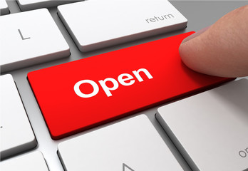 Fototapeta premium open push button concept 3d illustration