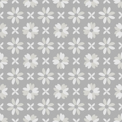 Seamless vector geometric pattern with rice grain on gray background.
