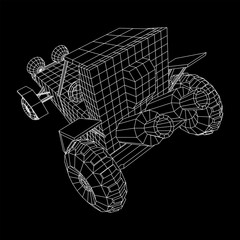Off road dune buggy car. Terrain vehicle. Outdoor car racing, extreme sport oncept. Wireframe low poly mesh vector illustration