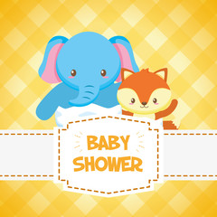 elephant and fox toy baby shower card