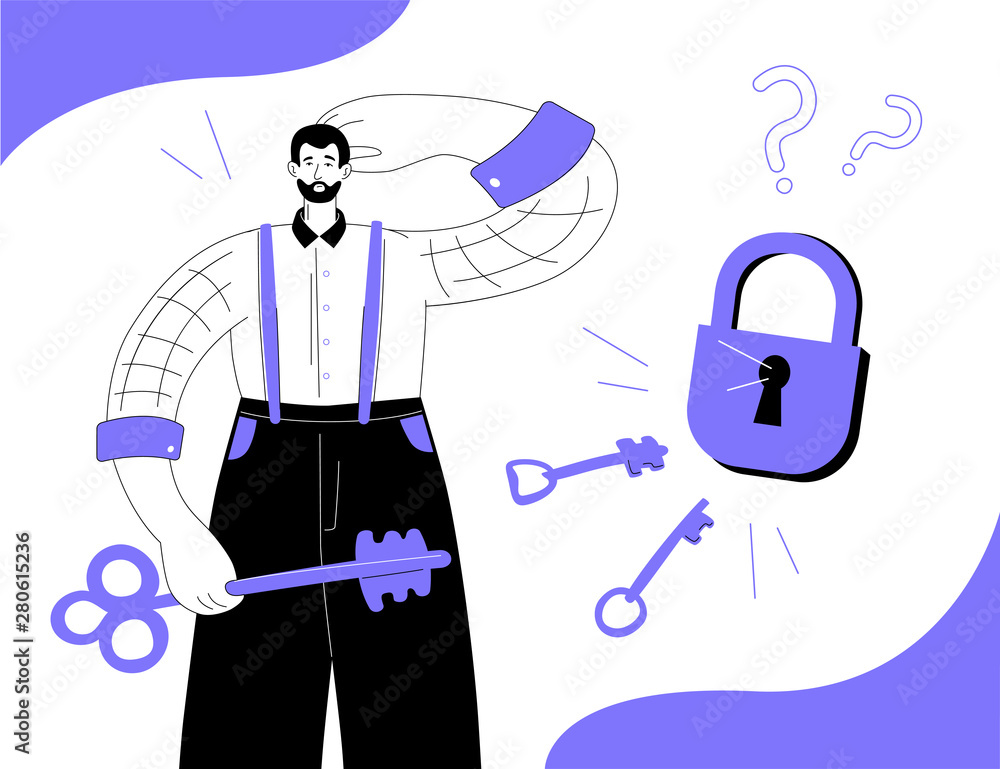 Poster problem solving - colorful flat design style illustration
