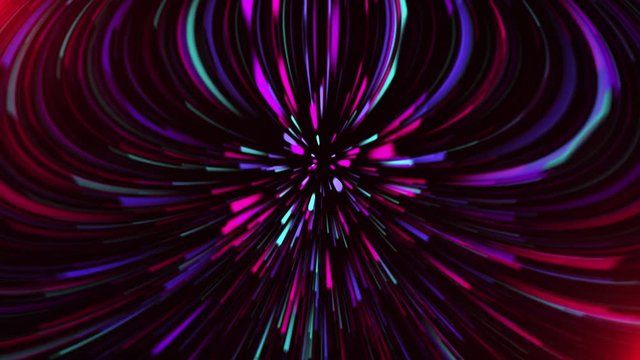 Abstract universe background with creativity Warp into other galaxies The speed of light, neon light glows in many colors. In motion or beautiful fireworks Moving through the stars Seamless loop