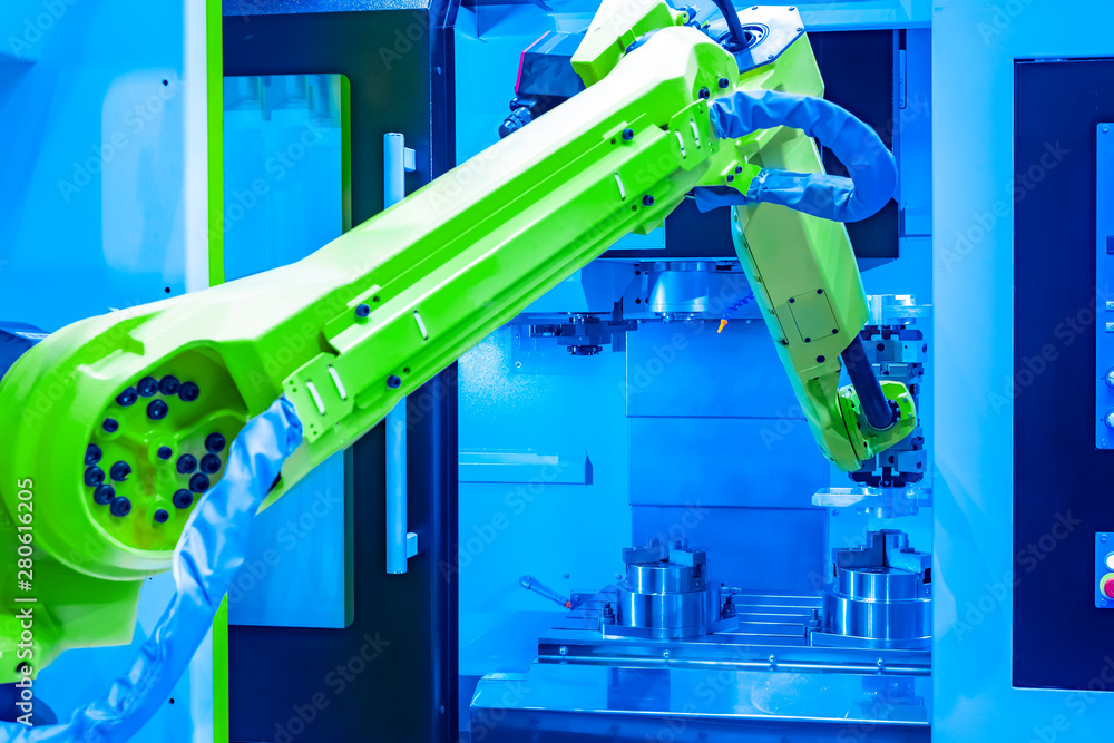 Poster robot arm. the robot-manipulator. robotics. industrial production without man. the serial manipulato