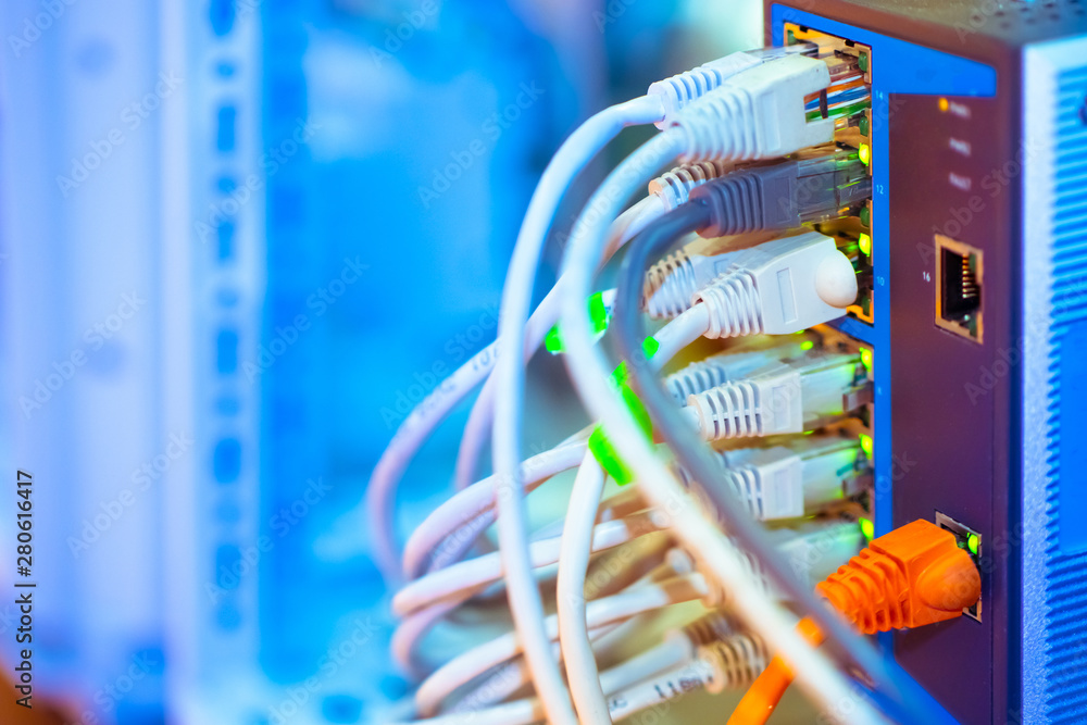 Poster device with connectors. the wires are inserted into the connectors. electrical circuit. modern compu