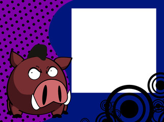 kawaii wild boar cartoon picture frame background
