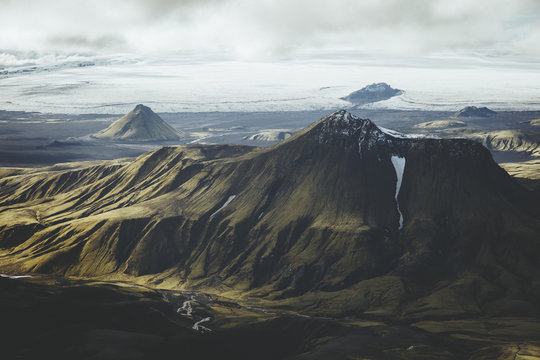 Aerial view of mountain at The Beginning of Winter