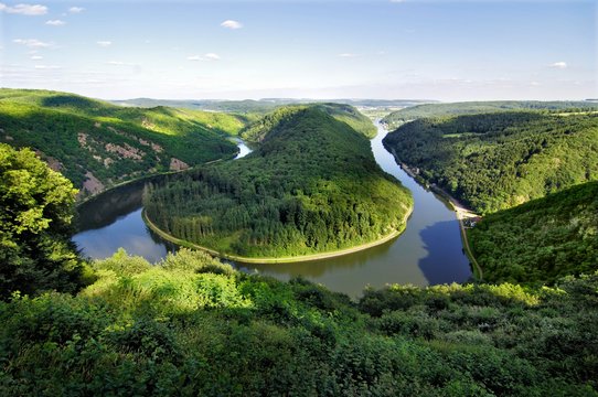 The Saar River Bend near Mettlach, Orscholz, Saarland, Germany, Europe