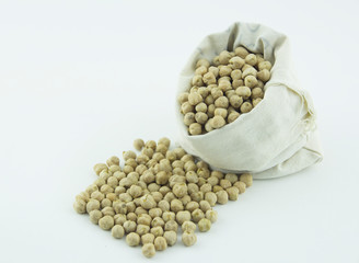 Raw chickpeas in a bag