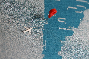 handmade travel felt painted  with plane, south america