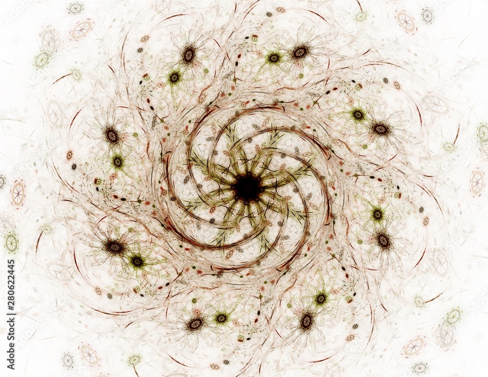 Poster abstract fractal color background with crossing circles and oval. motion illustration.