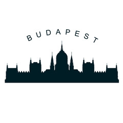 Obraz premium Sylwetka parlamentu w Budapeszcie - węgierski gród i punkt orientacyjny Budapesztu