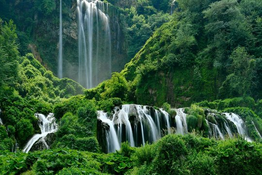 Man-made waterfall, Marmore Waterfalls, Cascate delle Marmore, Umbria, Italy, Europe