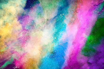 Background of explosion of multicolored dust. - 280625261