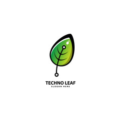 Technology Leaf Logo Design Icon